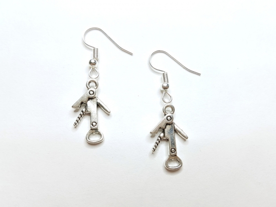 Preview: Taschenmesser Ohrringe silberfarben Flaschenöffner